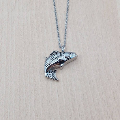 Fish Silver Stainless Steel Cremation Ashes Necklace