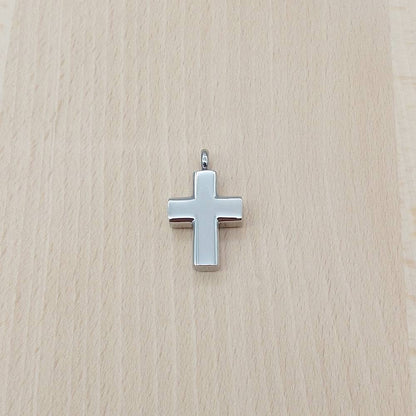 Cross Silver Stainless Steel Cremation Ashes Necklace