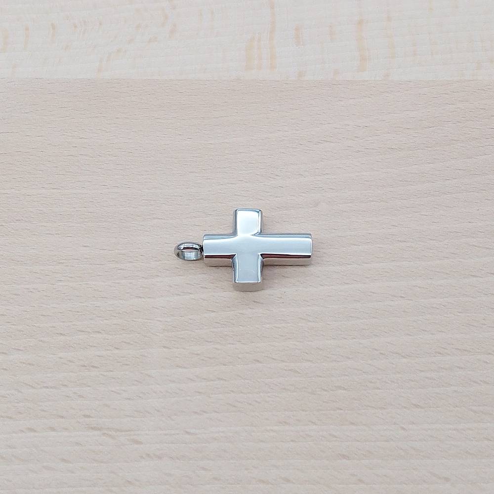 Cross Silver Stainless Steel Cremation Ashes Necklace