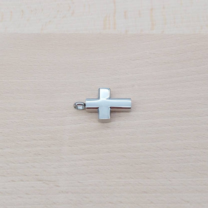 Cross Silver Stainless Steel Cremation Ashes Necklace