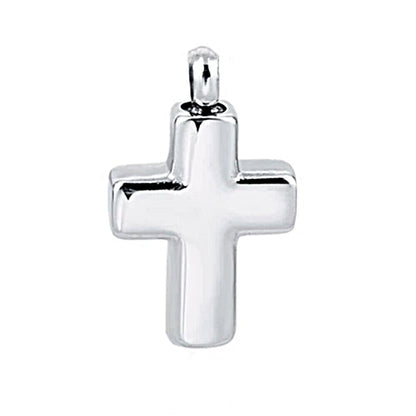 Cross Silver Stainless Steel Keepsake Ashes Cremation Urn Memorial Pendant Necklace