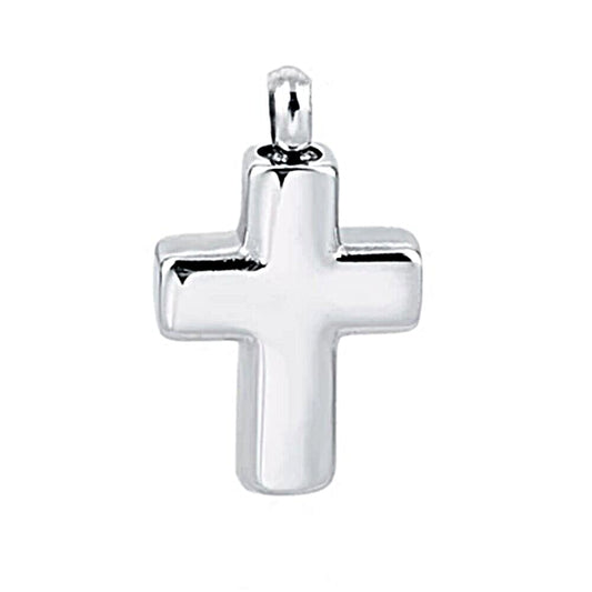 Cross Silver Stainless Steel Keepsake Ashes Cremation Urn Memorial Pendant Necklace