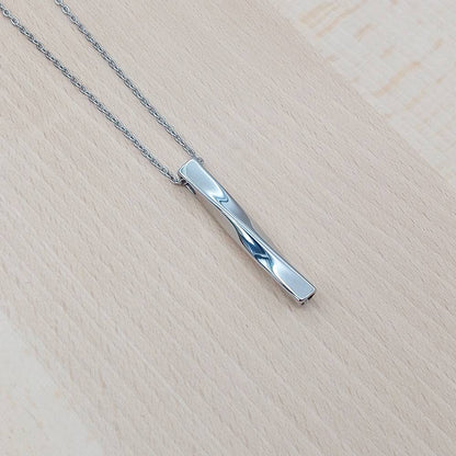 Single Twist Silver Stainless Steel Cremation Ashes Necklace