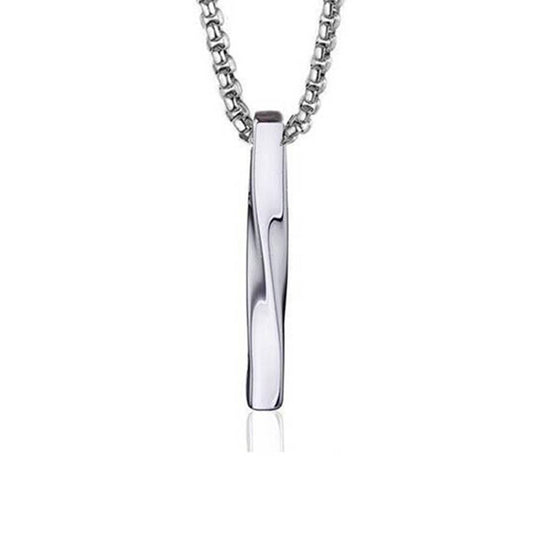 Single Twist Silver Stainless Steel Keepsake Ashes Cremation Urn Memorial Pendant Necklace