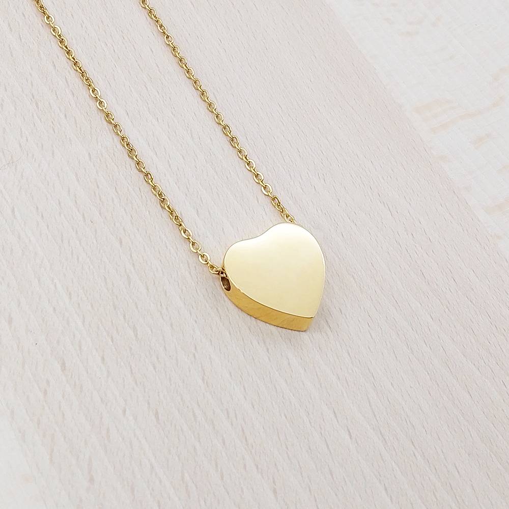 Heart Golden Stainless Steel Cremation Ashes Necklace