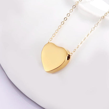 Heart Golden Stainless Steel Keepsake Ashes Cremation Urn Memorial Pendant Necklace