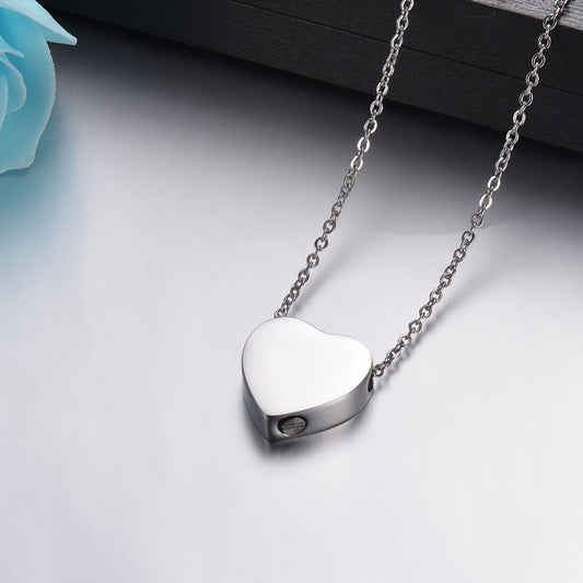 Heart Silver Stainless Steel Keepsake Ashes Cremation Urn Memorial Pendant Necklace