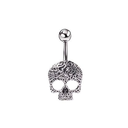 Skull Silver Stainless Steel Belly Bar