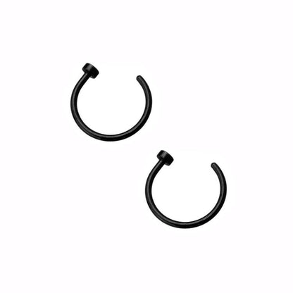 2 Flat Circle Stainless Steel Hoop Nose Rings 0.8mm/20g