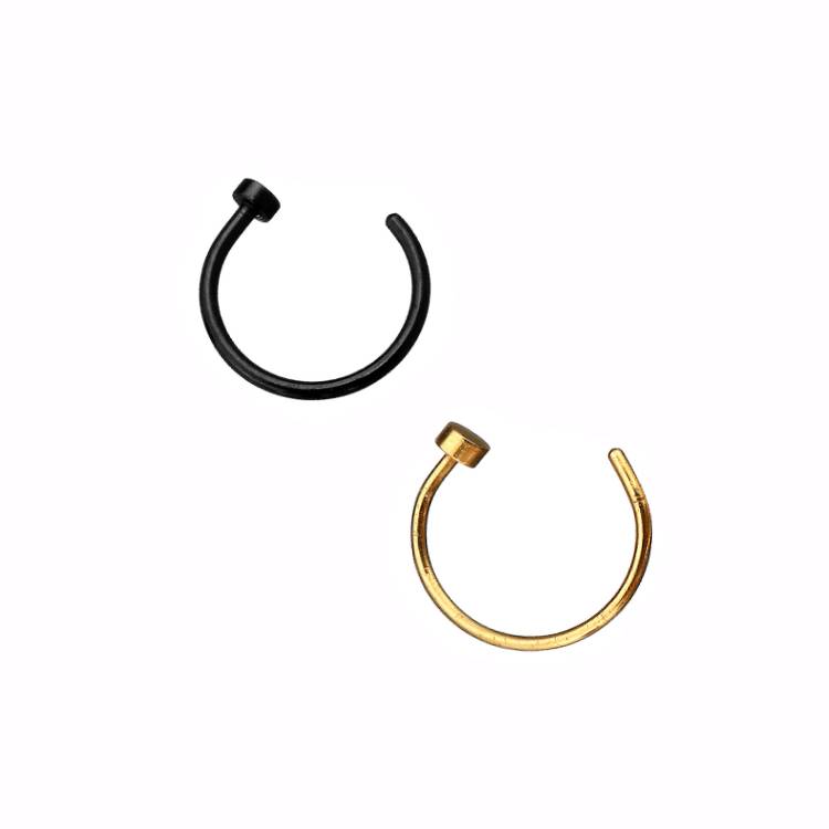 2 Flat Circle Stainless Steel Hoop Nose Rings 0.8mm/20g