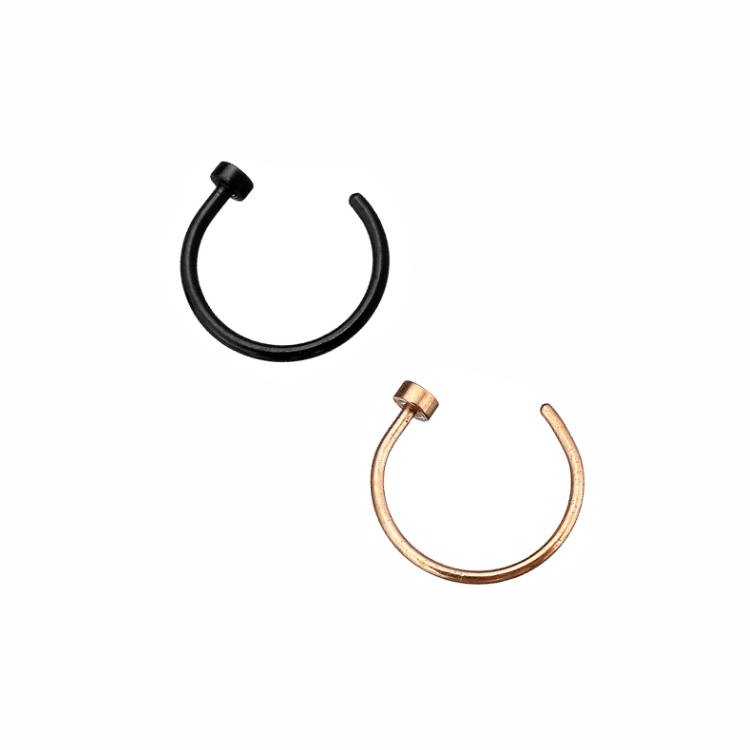 2 Flat Circle Stainless Steel Hoop Nose Rings 0.8mm/20g