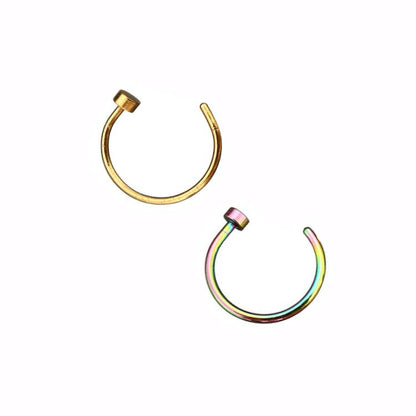 2 Flat Circle Stainless Steel Hoop Nose Rings 0.8mm/20g