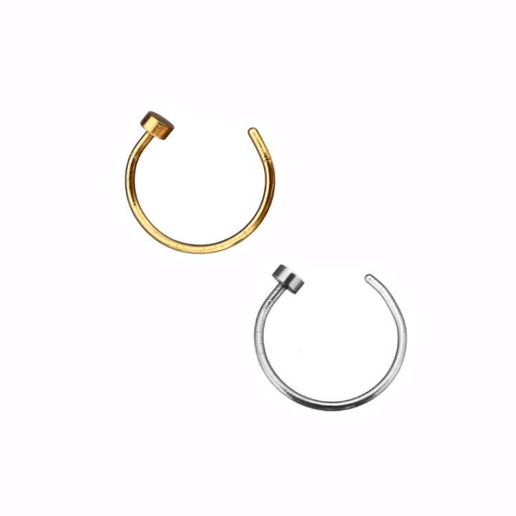 2 Flat Circle Stainless Steel Hoop Nose Rings 0.8mm/20g