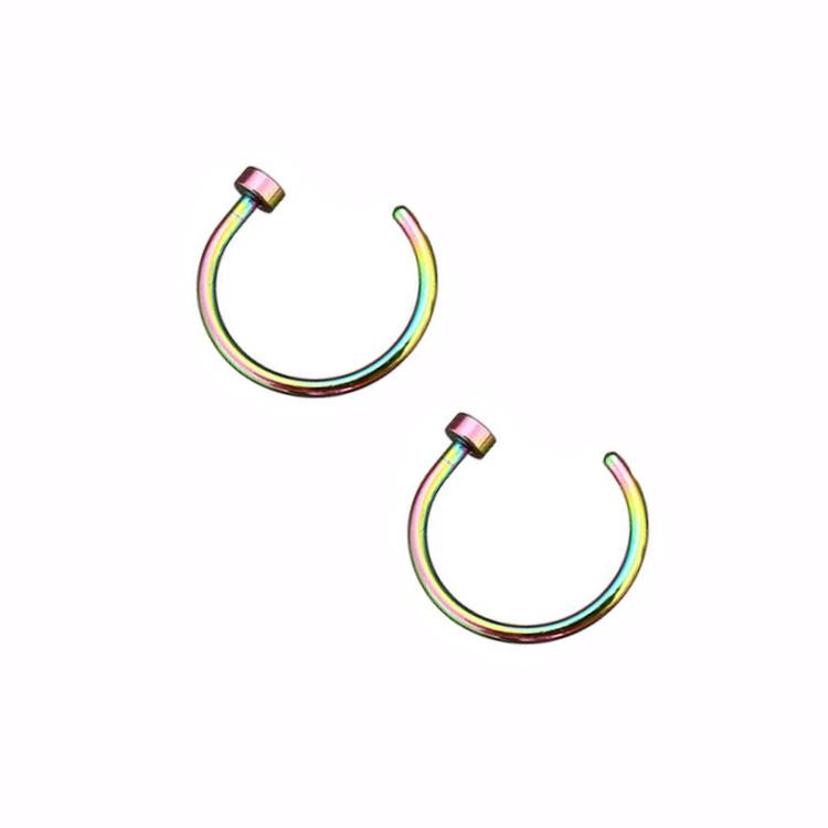 2 Flat Circle Stainless Steel Hoop Nose Rings 0.8mm/20g