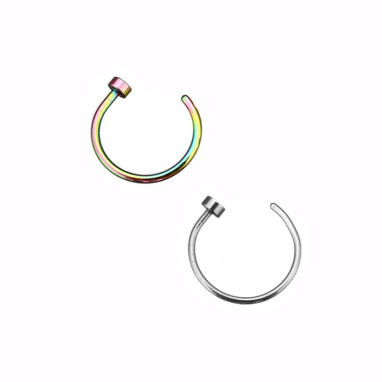 2 Flat Circle Stainless Steel Hoop Nose Rings 0.8mm/20g