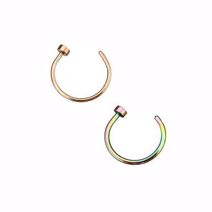 2 Flat Circle Stainless Steel Hoop Nose Rings 0.8mm/20g