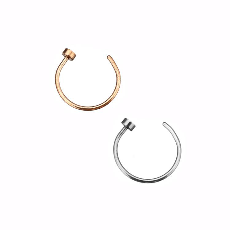 2 Flat Circle Stainless Steel Hoop Nose Rings 0.8mm/20g