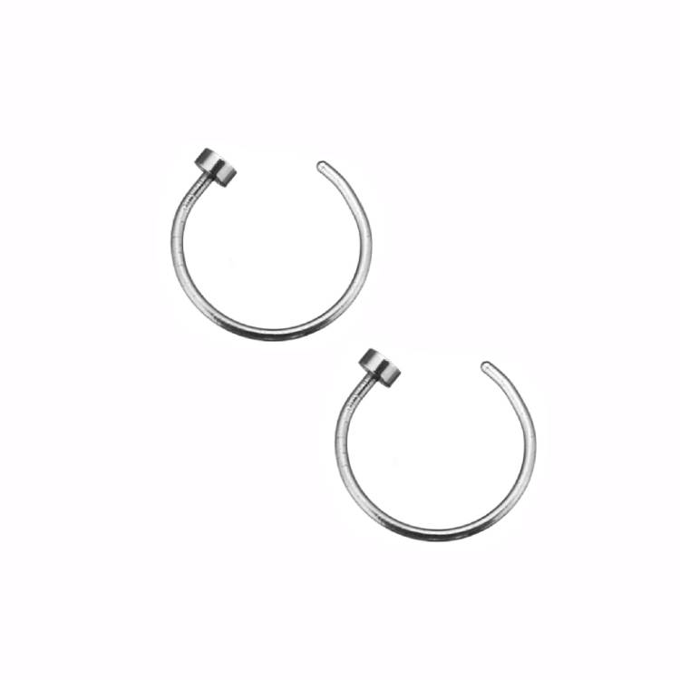 2 Flat Circle Stainless Steel Hoop Nose Rings 0.8mm/20g