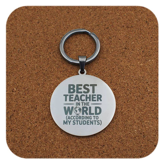 Best Teacher In The World Stainless Steel Keyring Personalised Custom Engraved