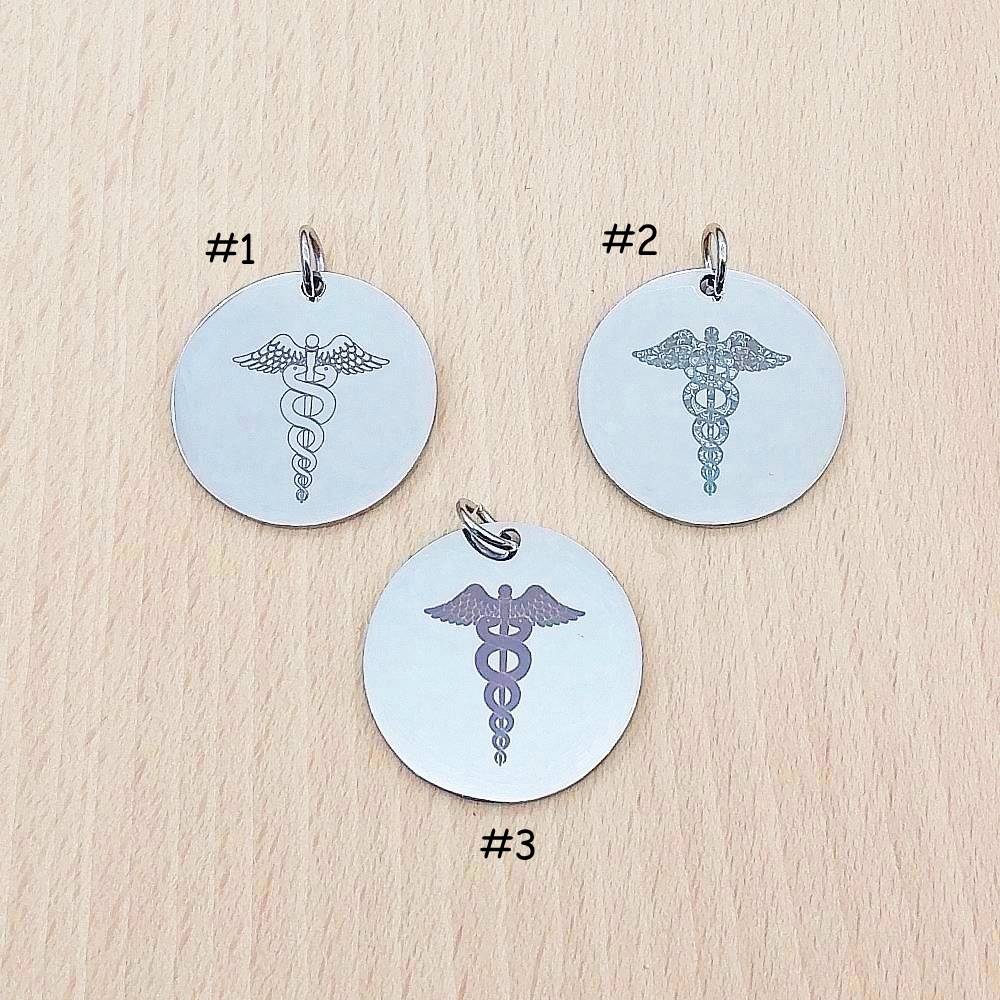 Medical ID Alert Caduceus Stainless Steel Necklace