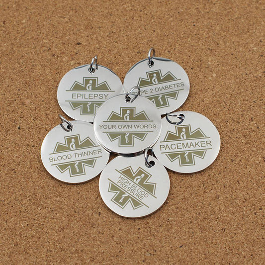 Medical ID Split Star Of Life Engraved Stainless Steel Pendant | Clip On Charm | Necklace