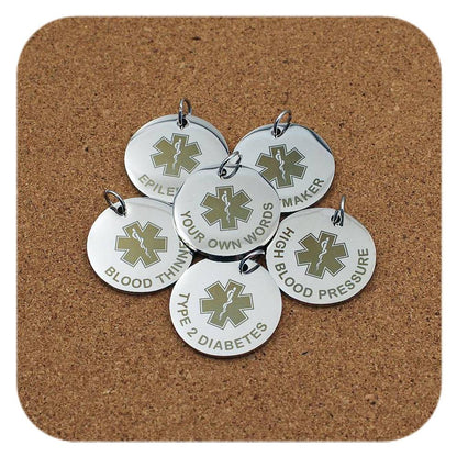 Star Of Life Emergency ID Stainless Steel Engraved Pendant Clip On Charm Necklace Custom