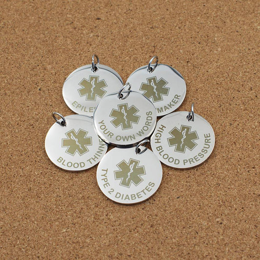 Medical ID Star Of Life Engraved Stainless Steel Pendant | Clip On Charm | Necklace