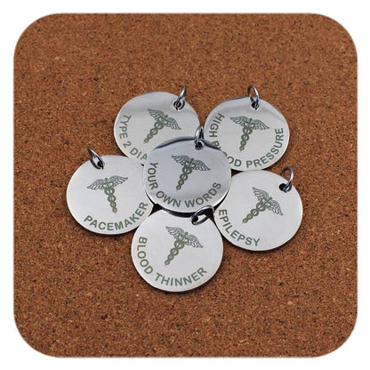 Caduceus Symbol Emergency ID Pendant Clip On Charm Necklace Engraved Custom Stainless Steel