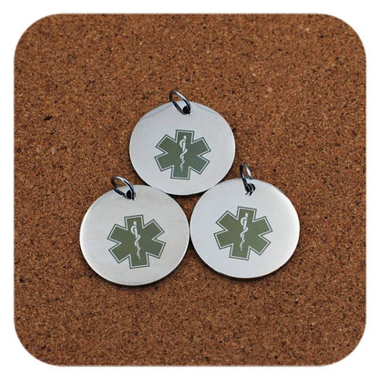 Star Of Life Medical ID Stainless Steel Engraved Custom Pendant Clip On Charm Necklace