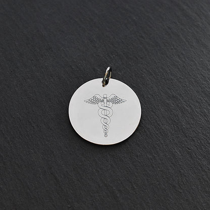 Medical ID Alert Caduceus Stainless Steel Necklace