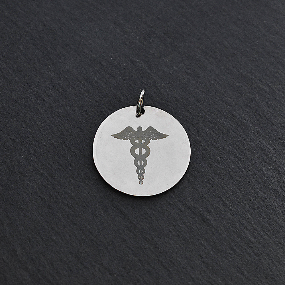 Medical ID Alert Caduceus Stainless Steel Necklace