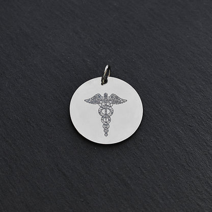 Medical ID Alert Caduceus Stainless Steel Necklace