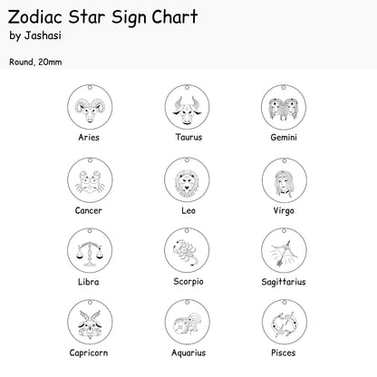 Zodiac Star Sign Engraved Stainless Steel Pendant | Clip On Charm | Necklace