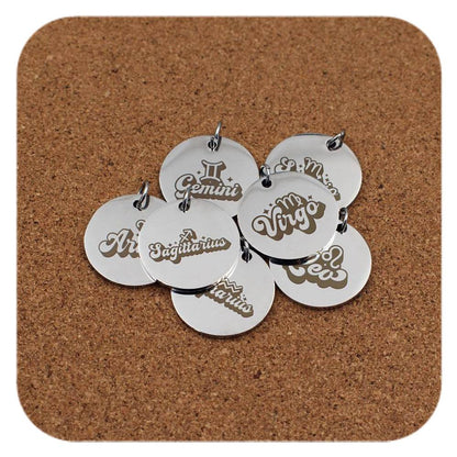 Zodiac Star Sign Words Pendant Clip On Charm Necklace Custom Stainless Steel Engraved