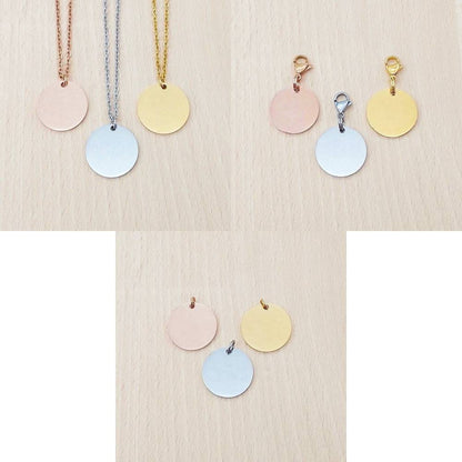 Birth Flower Geometrical Engraved Stainless Steel Pendant | Clip On Charm | Necklace