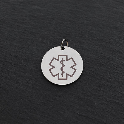 Medical ID Alert Star Of Life Stainless Steel Necklace