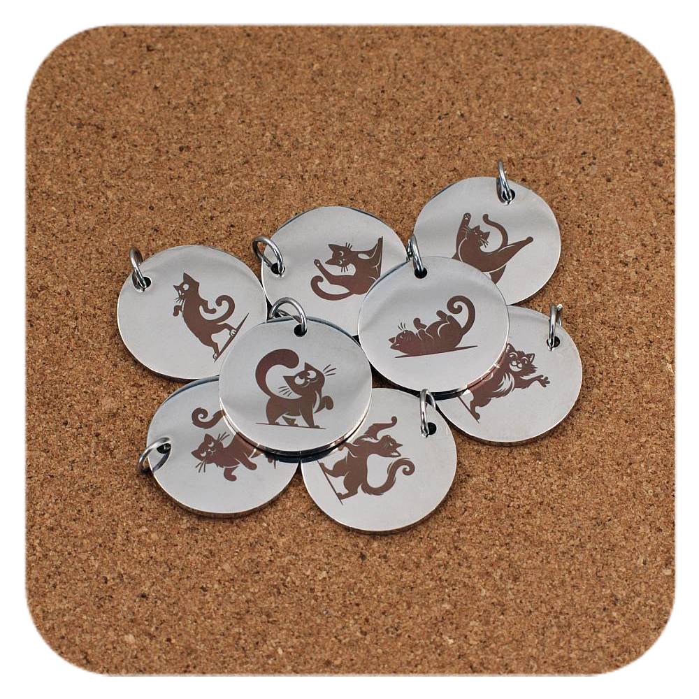 Black Cat Stainless Steel Pendant Clip On Charm Necklace Custom Engraved