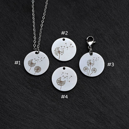 Dandelion Stainless Steel Necklace | Clip On Charm | Pendant