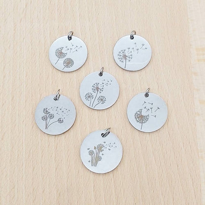 Dandelion Silver Stainless Steel Pendant | Clip On Charm | Necklace