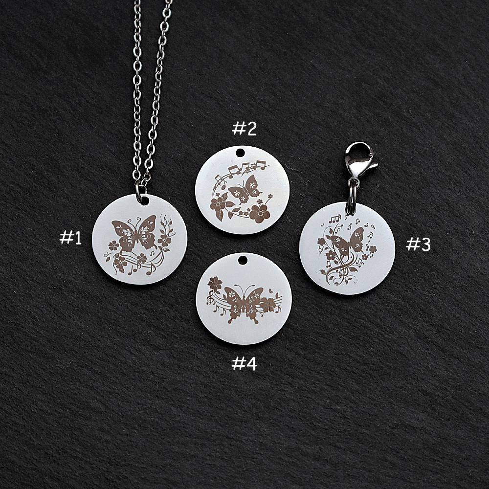 Butterfly Music Stainless Steel Necklace | Clip On Charm | Pendant