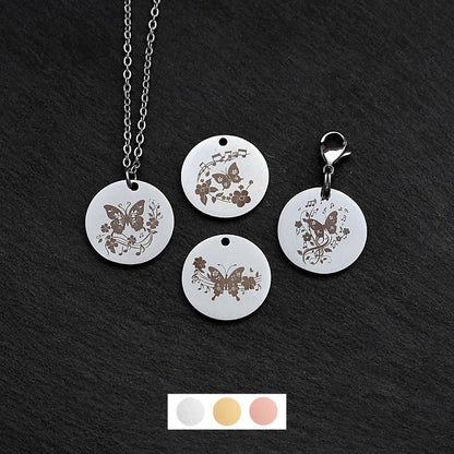 Butterfly Music Stainless Steel Necklace | Clip On Charm | Pendant