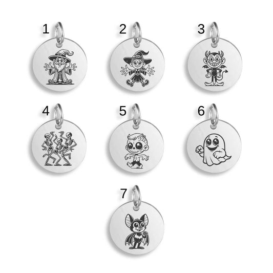 Halloween Engraved Stainless Steel Pendant | Clip On Charm | Necklace