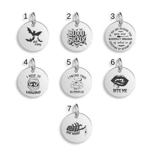 Halloween Engraved Stainless Steel Pendant | Clip On Charm | Necklace