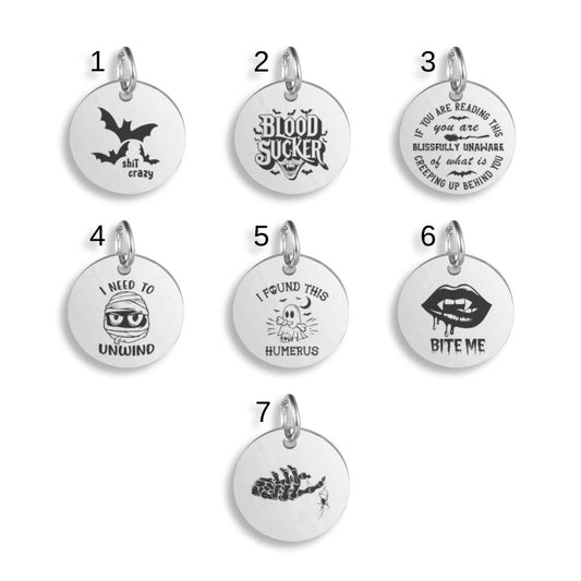Halloween Vibes Stainless Steel Pendant Clip On Charm Necklace Custom Engraved