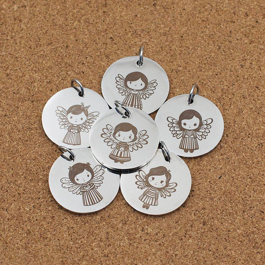 Angel Engraved Stainless Steel Pendant | Clip On Charm | Necklace