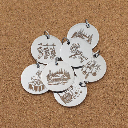 Christmas Engraved Stainless Steel Pendant | Clip On Charm | Necklace
