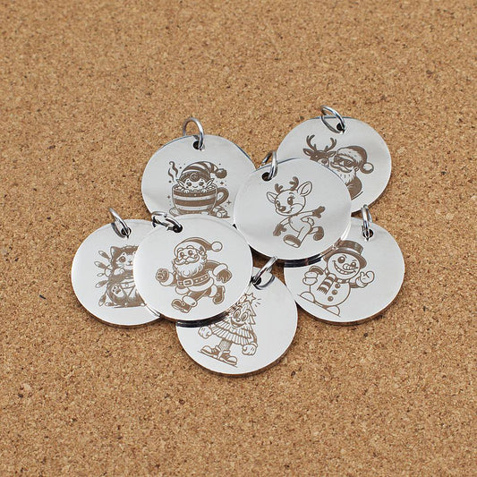 Christmas Engraved Stainless Steel Pendant | Clip On Charm | Necklace
