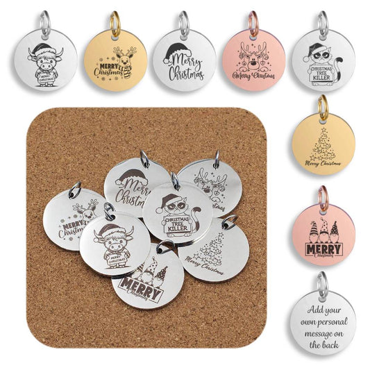 Christmas Funny Engraved Stainless Steel Pendant | Clip On Charm | Necklace
