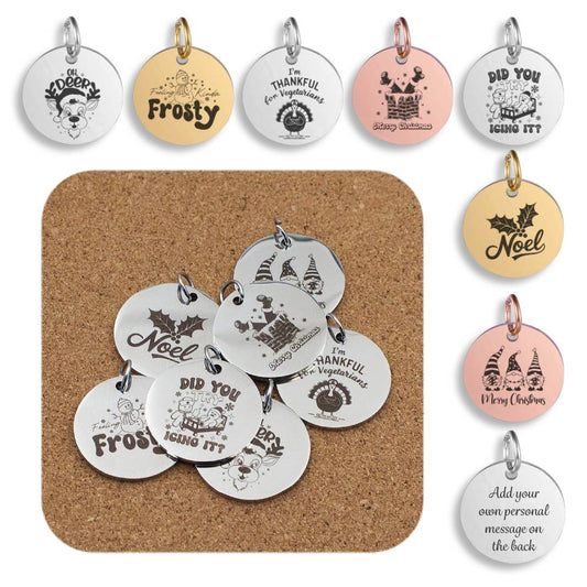 Christmas Funny Engraved Stainless Steel Pendant | Clip On Charm | Necklace