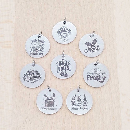 Christmas Funny Silver Stainless Steel Pendant | Clip On Charm | Necklace